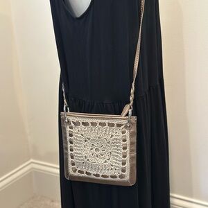 Brighton Metallic Gold Crochet Crossbody Bag